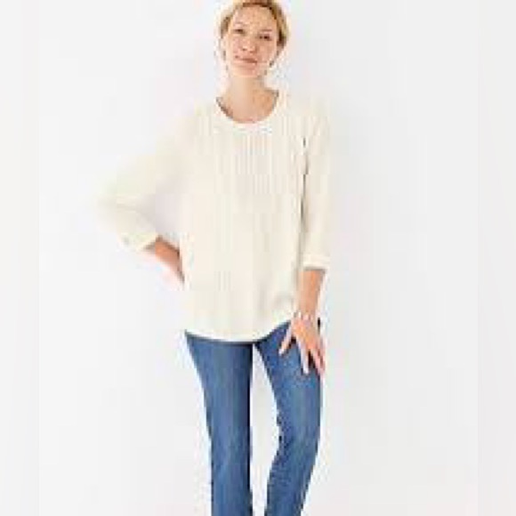 J. Jill Tops - J.Jill Lace-Trim Pintucked Top ~ Cream L